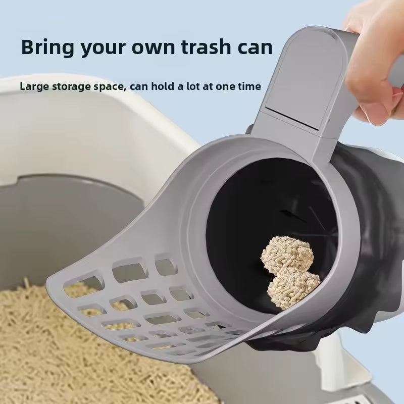 HugPupy HugPupy CleanScoop - infographic highlighting key benefits and specifications, cat litter scoop, no-mess design, easy clean, durable construction