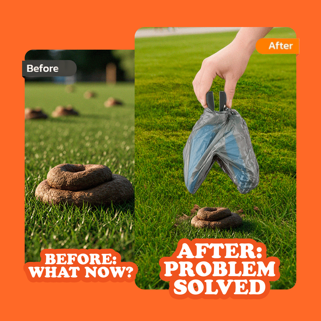 HugPupy Coletor de Fezes para Cães - Antes e Depois Problema Resolvido com Saco Higiênico
